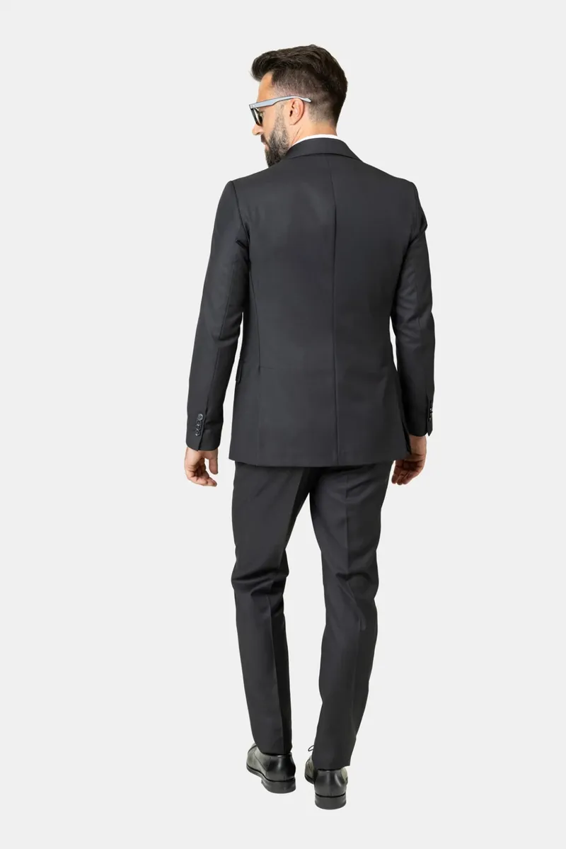 Costum Napoli Negru Double-Breasted din Lână 54 - imagine 5