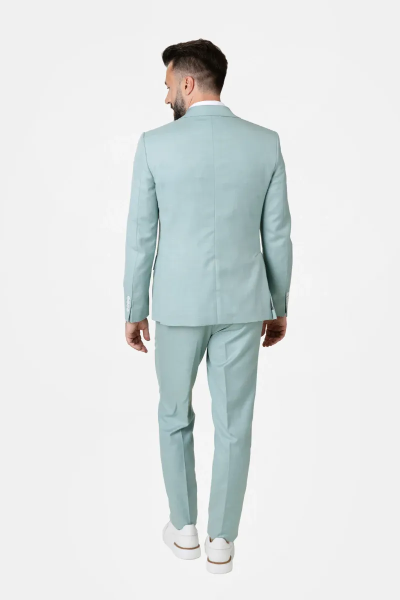 Costum Bleu Aqua din Lână 50 - imagine 5