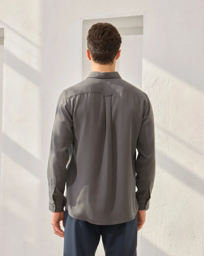 Cămașă Antracit Regular Fit din 100% Tencel pentru Bărbați XXL - imagine 2