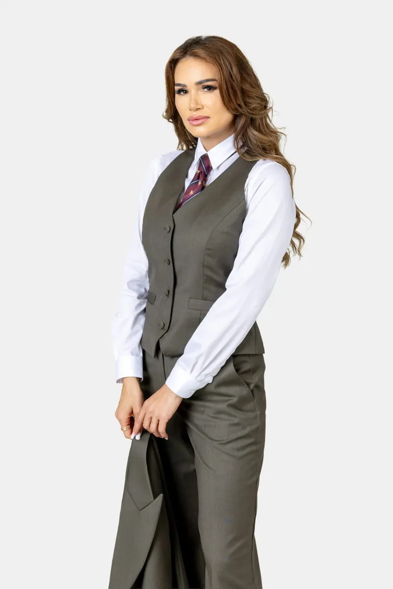 Costum Khaki din Lână pentru Femei 42 - imagine 5