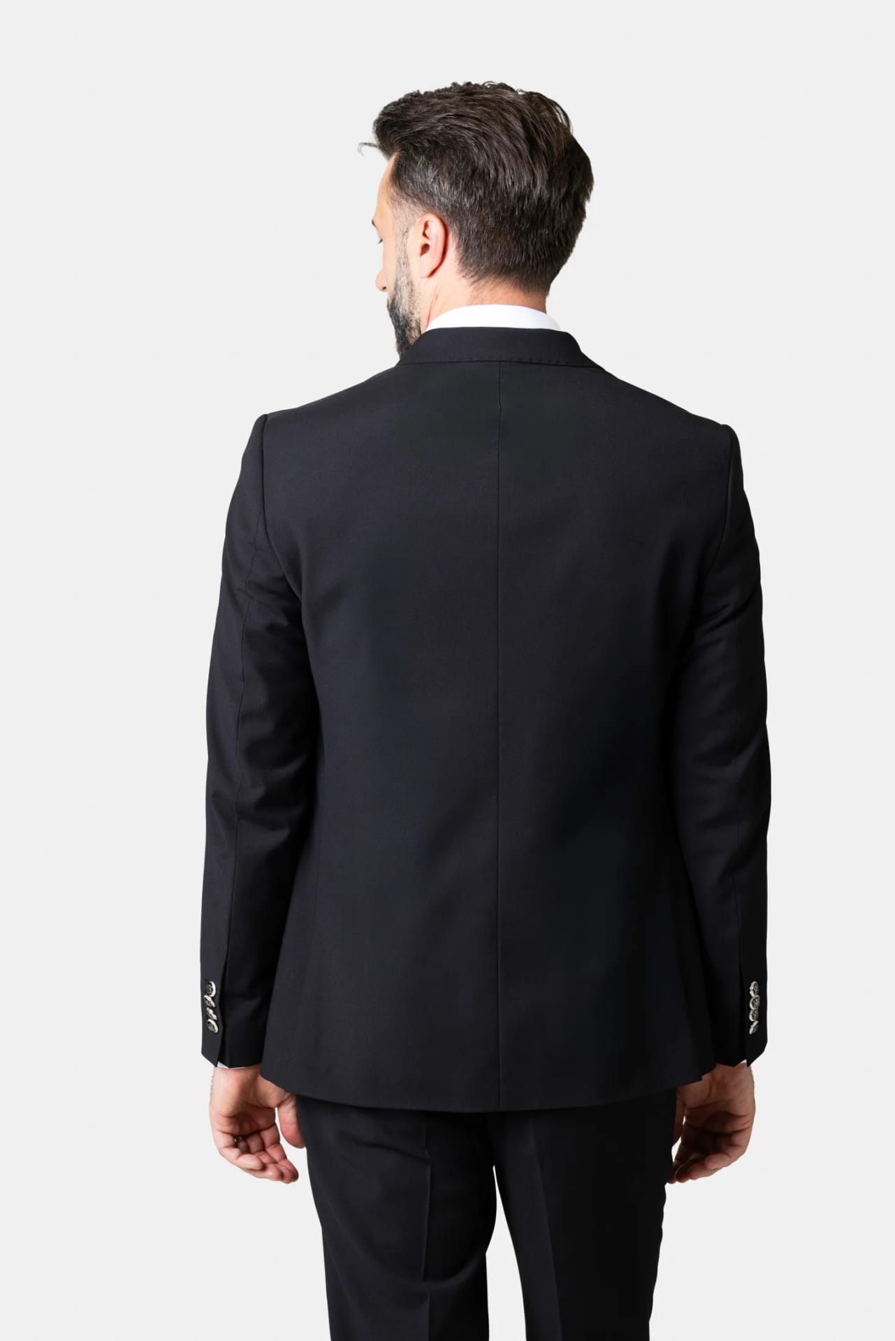 Costum Negru Double-Breasted din Lână 50, imaginea 4