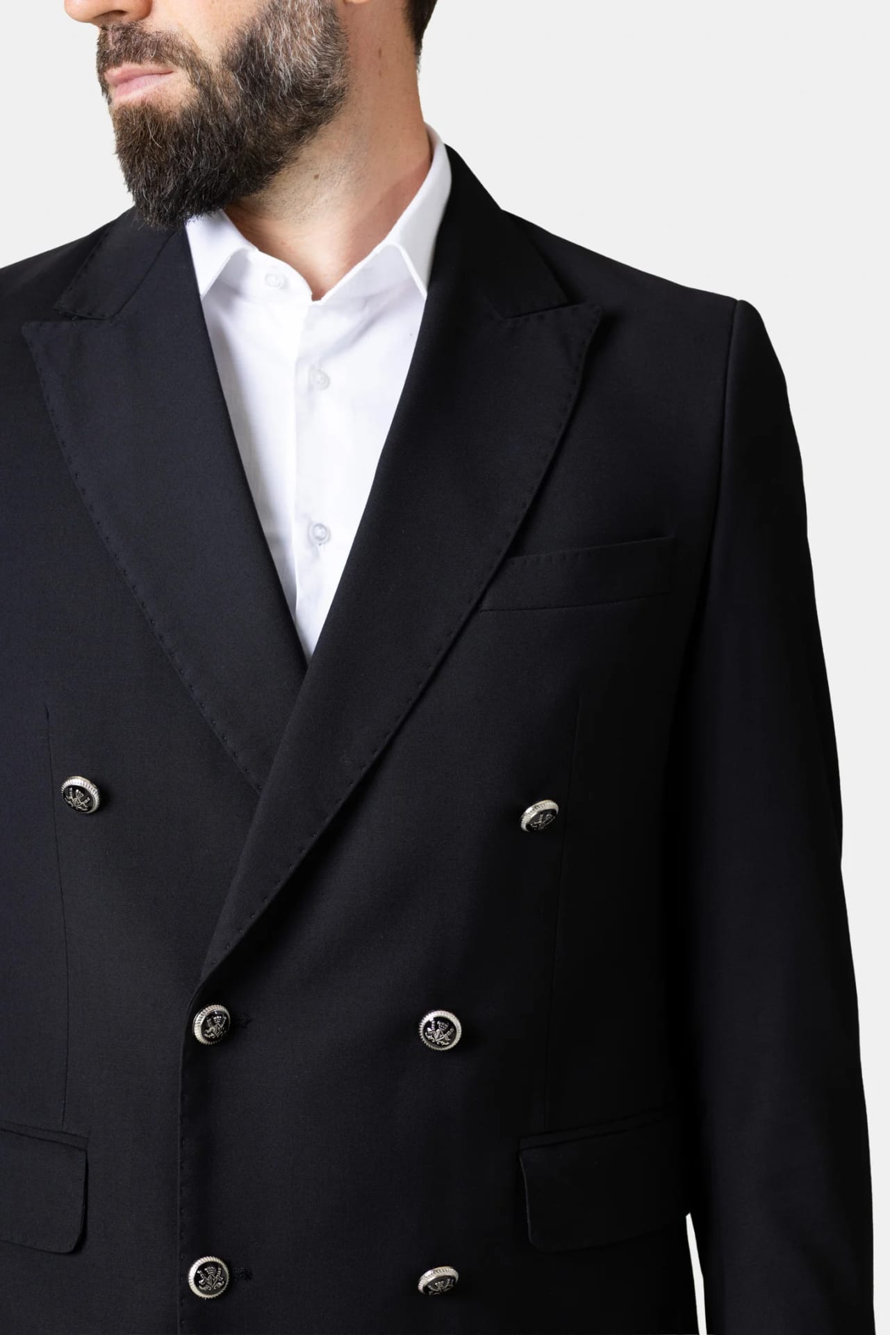 Costum Negru Double-Breasted din Lână 50, imaginea 3