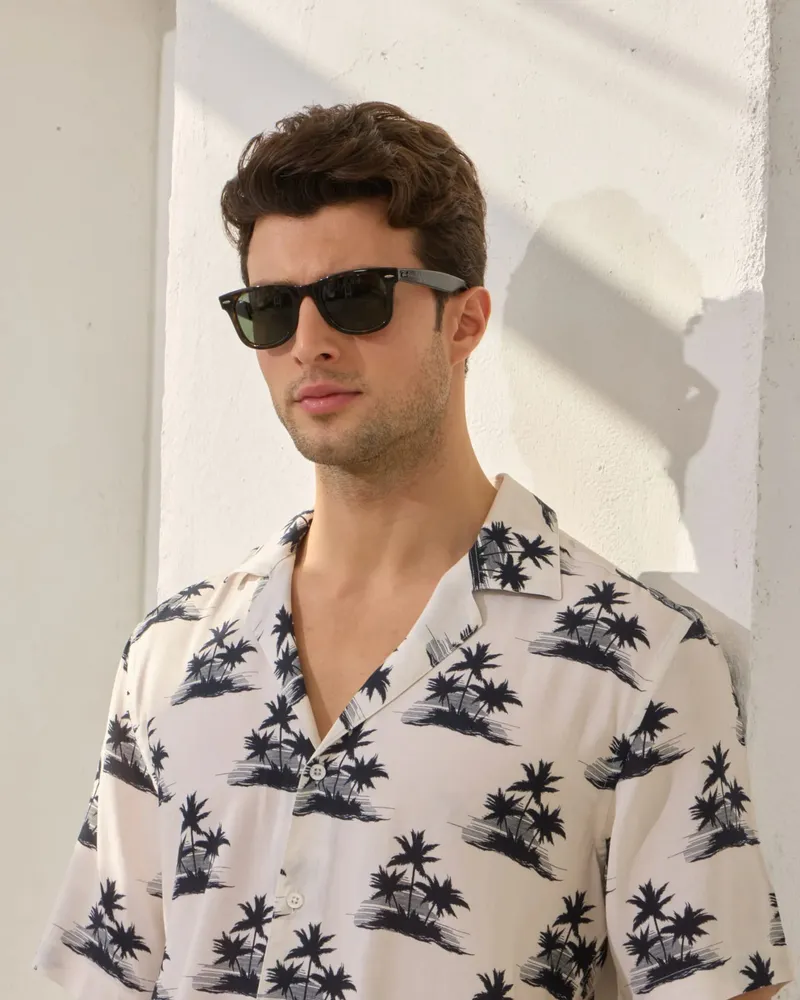 Cămașă Navy Palm cu Guler Cubanez S - imagine 4