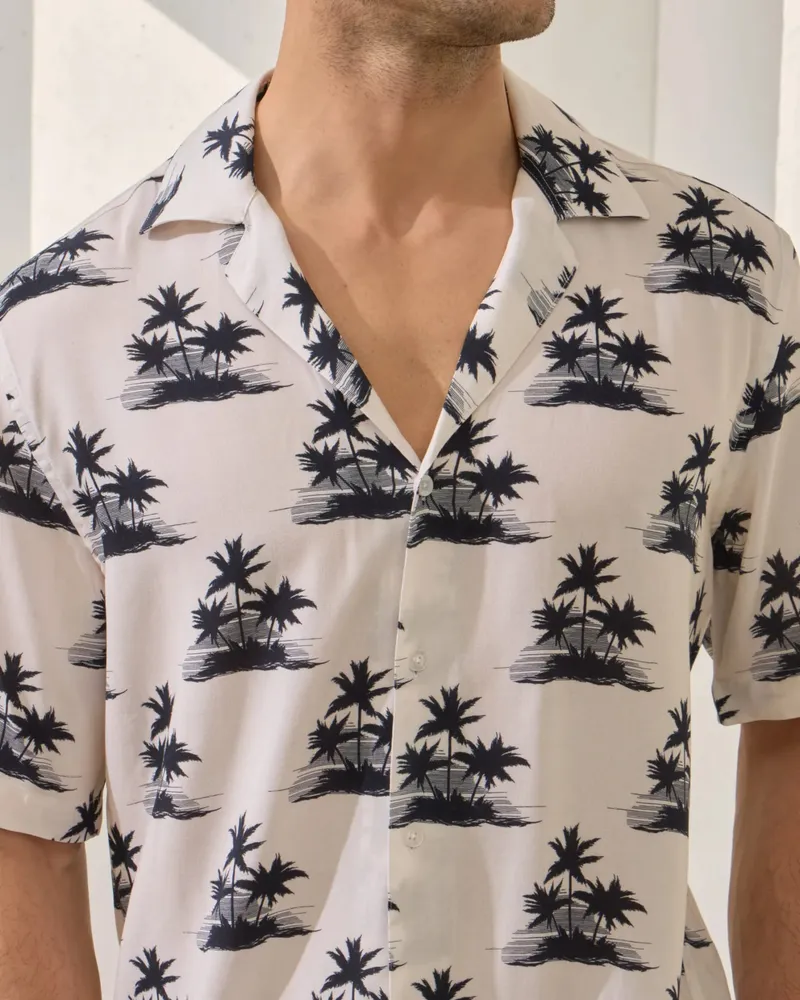 Cămașă Navy Palm cu Guler Cubanez S - imagine 3