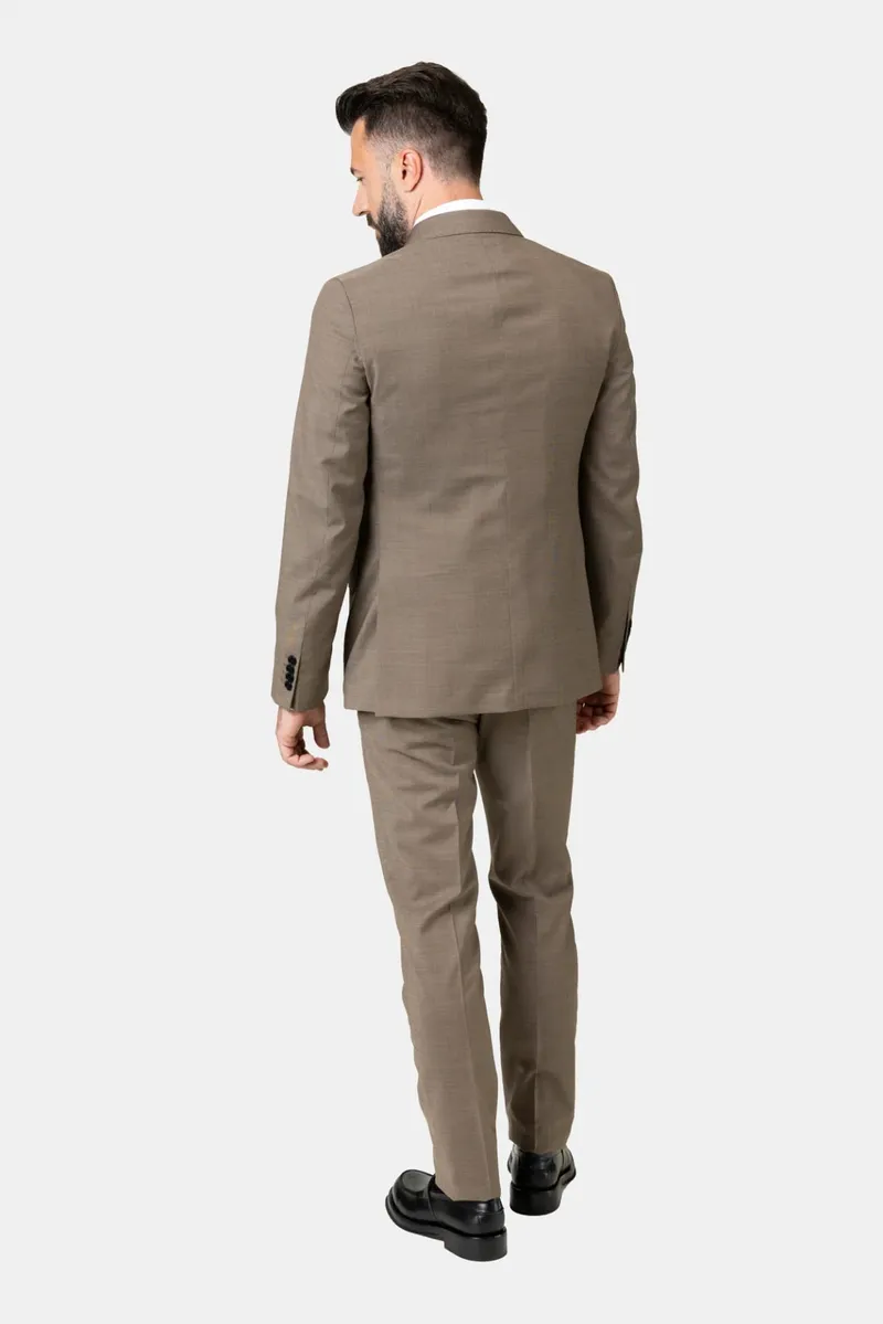 Costum Maro Taupe Double-Breasted din Lână 50 - imagine 4