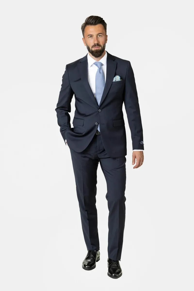 Costum Bleumarin Închis din Lână Super 100’s 56 - imagine 2