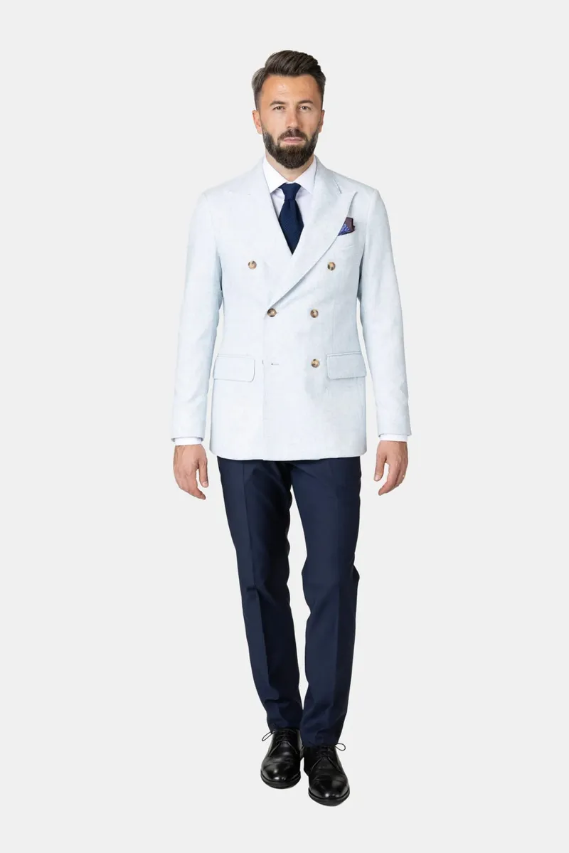 Costum Albastru Deschis din In 48