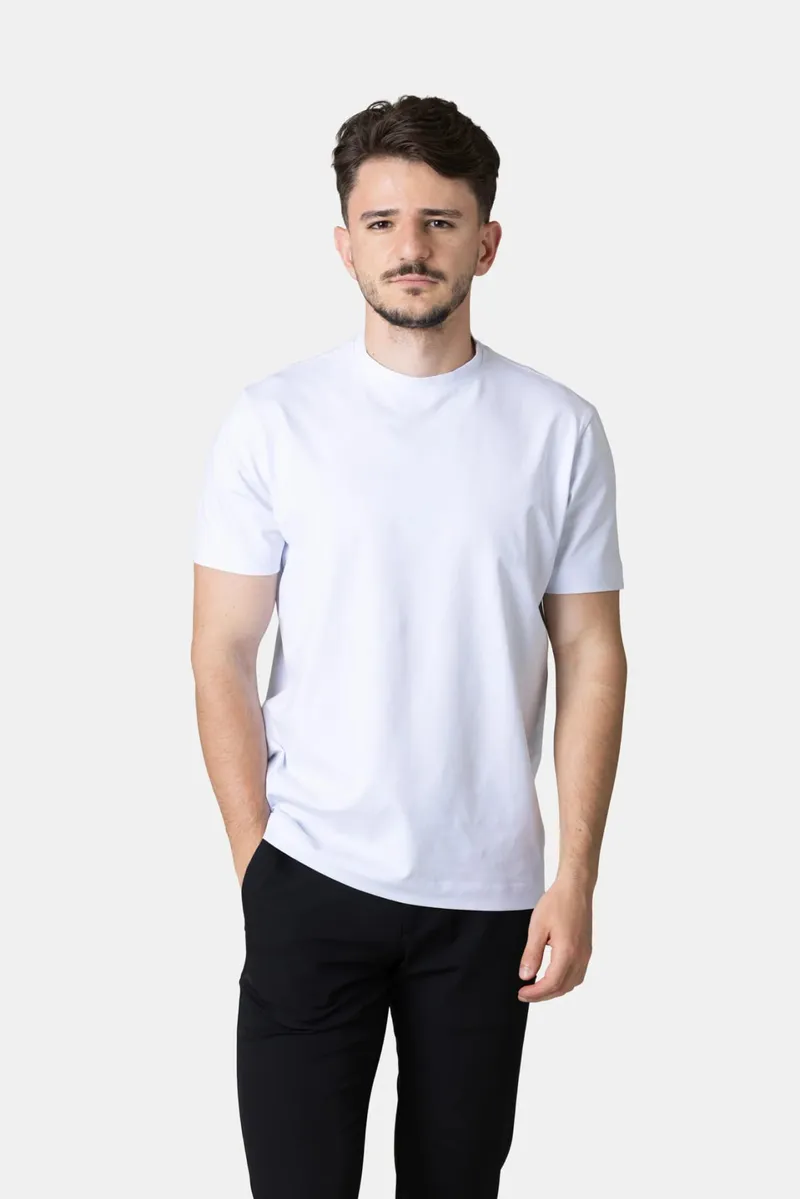Tricou Basic din Bumbac Alb XXL