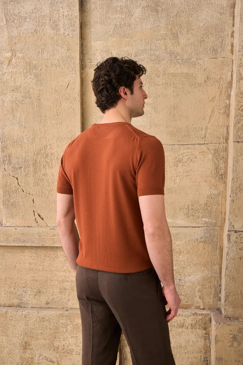 Tricou Cărămiziu din Bumbac L - imagine 2