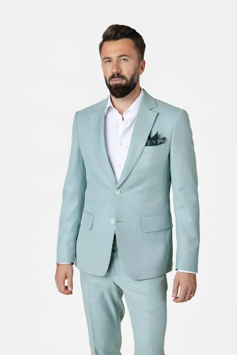 Costum Bleu Aqua din Lână 48 - imagine 3