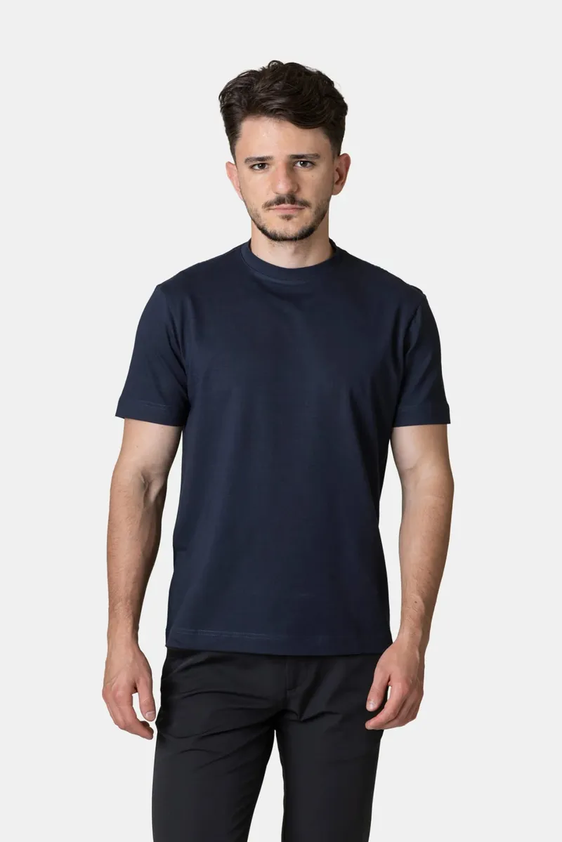 Tricou Basic din Bumbac Bleumarin M