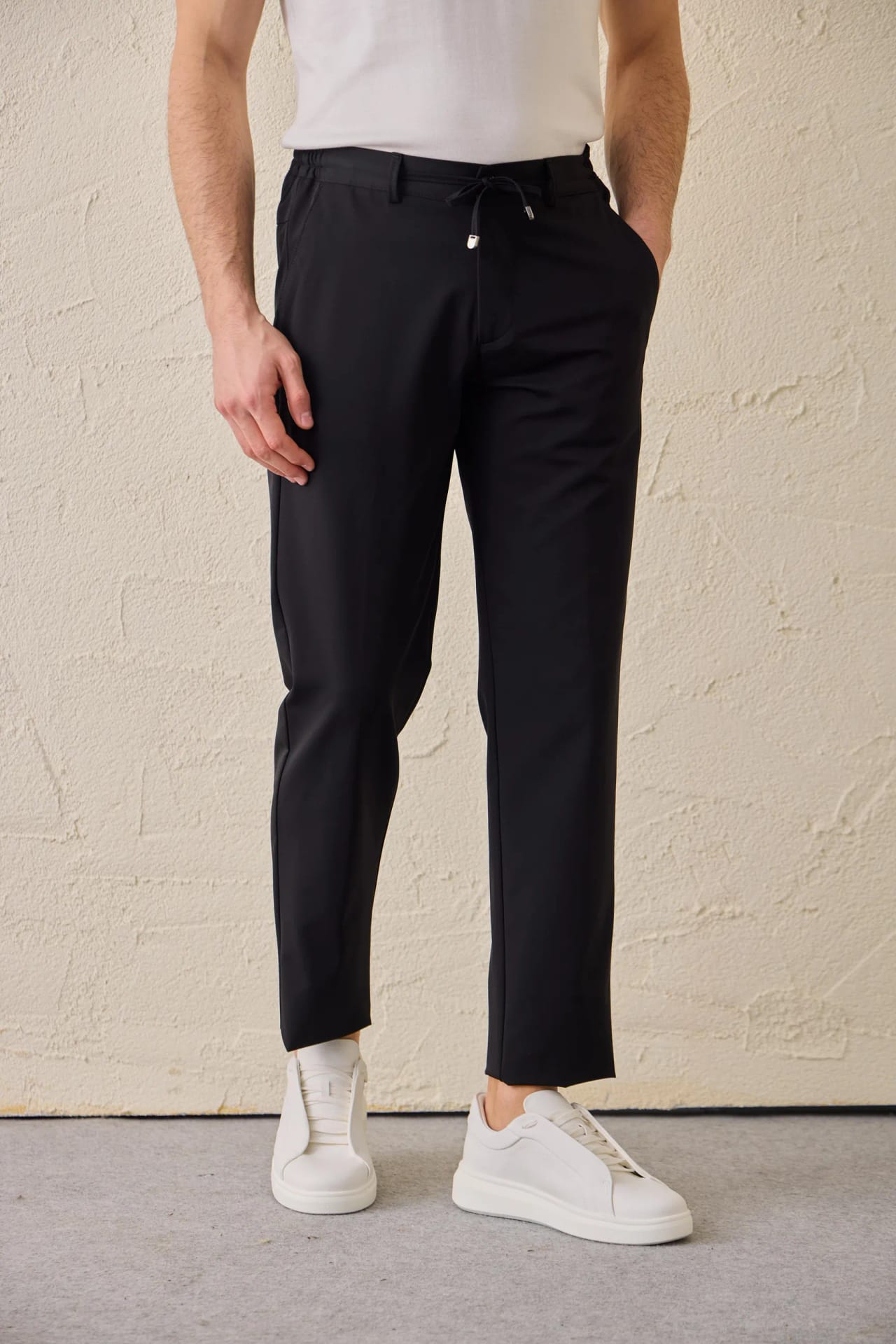 Pantaloni Casual Negri cu Șnur 33