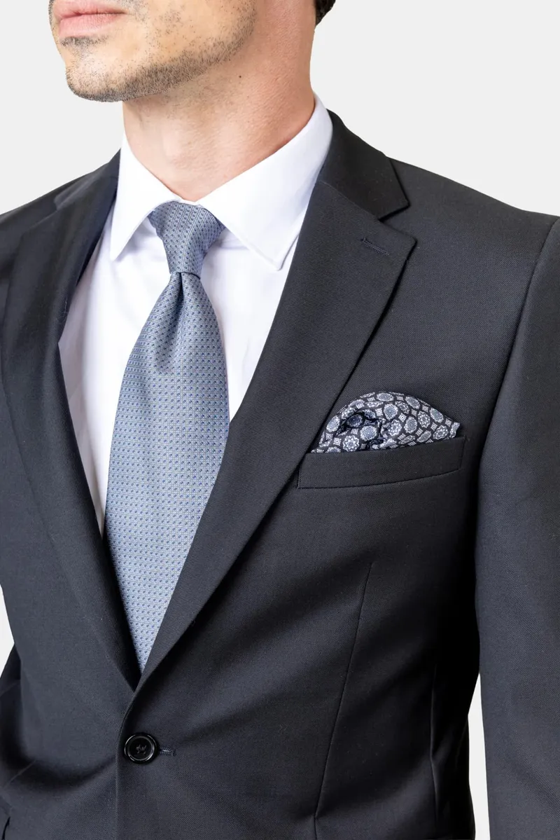 Costum Negru Slim Fit din Lână 48 - imagine 4