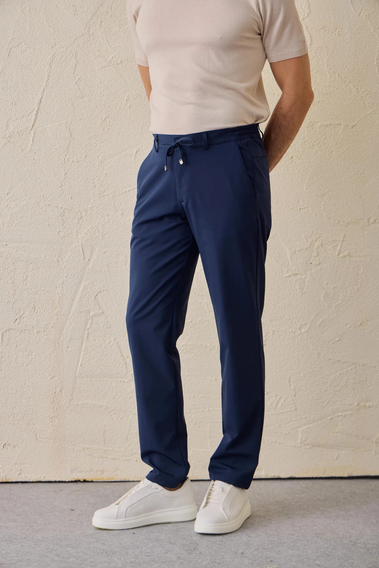 Pantaloni Casual Bleumarin cu Șnur 32