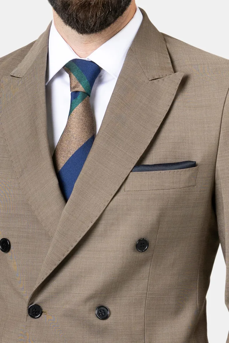 Costum Maro Taupe Double-Breasted din Lână 48 - imagine 3