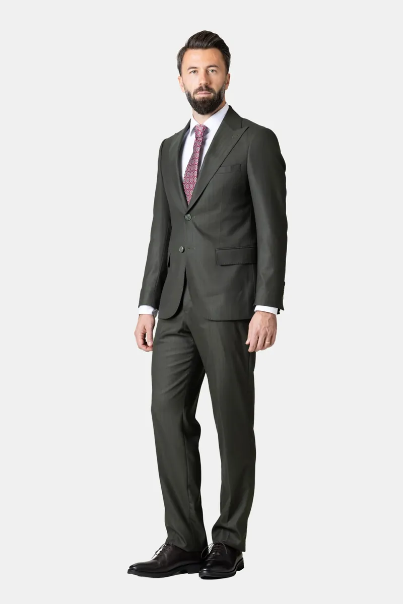Costum Verde Măsliniu din Lână 46 - imagine 2