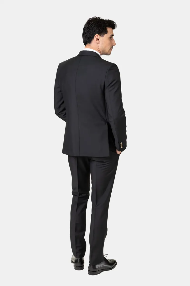Costum Negru Double-Breasted din Lână cu Nasturi Metalici 48 - imagine 4