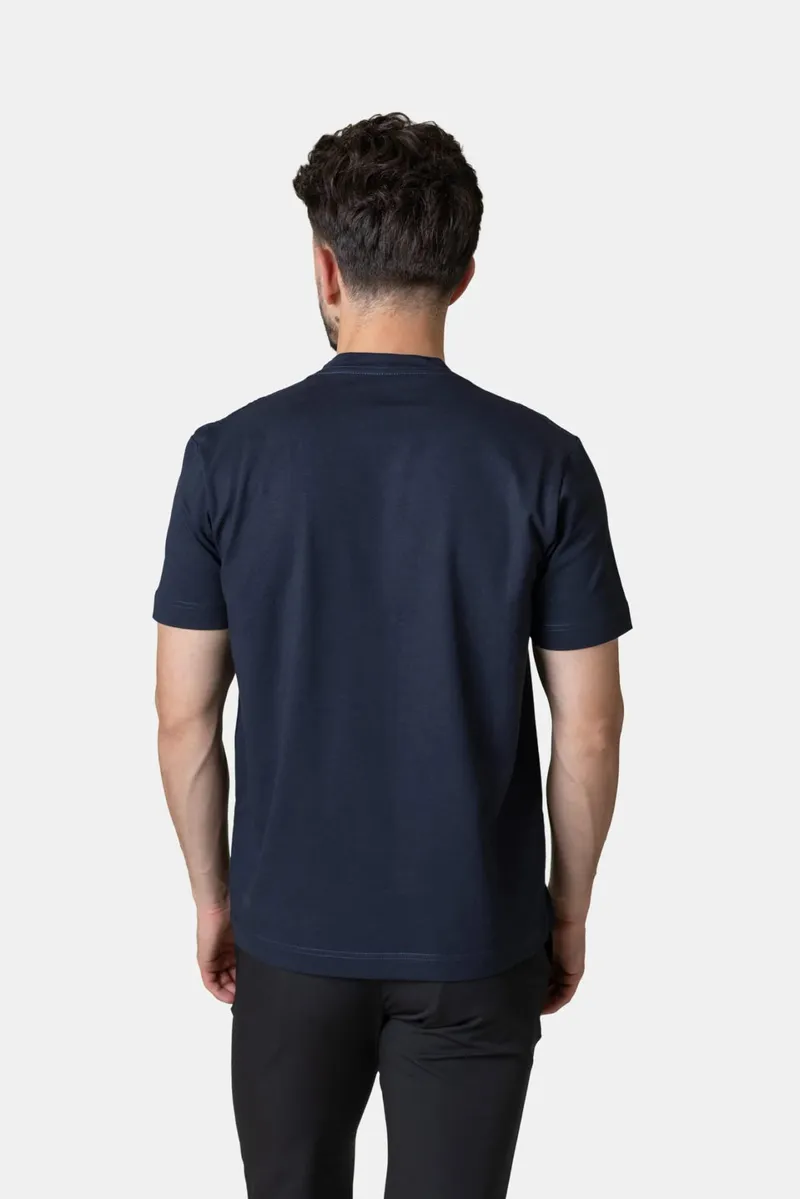 Tricou Basic din Bumbac Bleumarin XXL - imagine 3