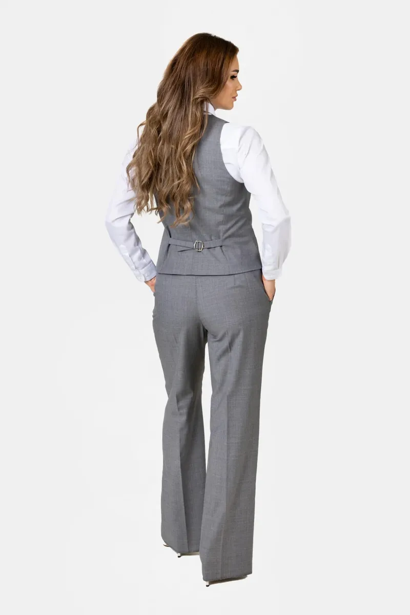 Costum Gri din Lână pentru Femei 38 - imagine 7