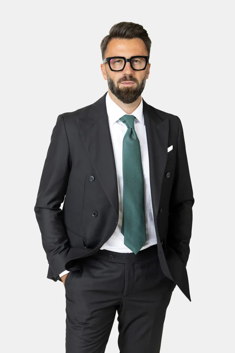 Costum Napoli Negru Double-Breasted din Lână 50 - imagine 3