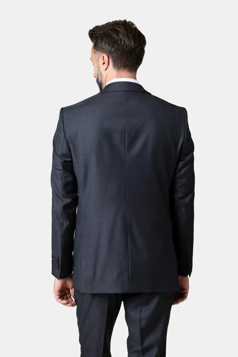Costum Gri Închis Slim Fit din Lână 60 - imagine 5