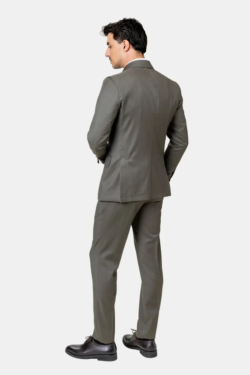 Costum Napoli Khaki Double-Breasted din Lână 58 - imagine 5