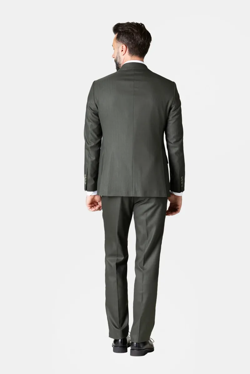 Costum Verde Măsliniu din Lână 54 - imagine 6