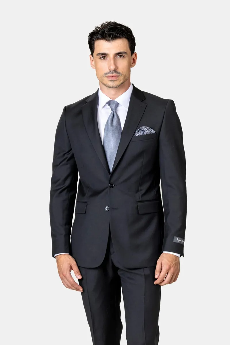 Costum Negru Slim Fit din Lână 56 - imagine 3