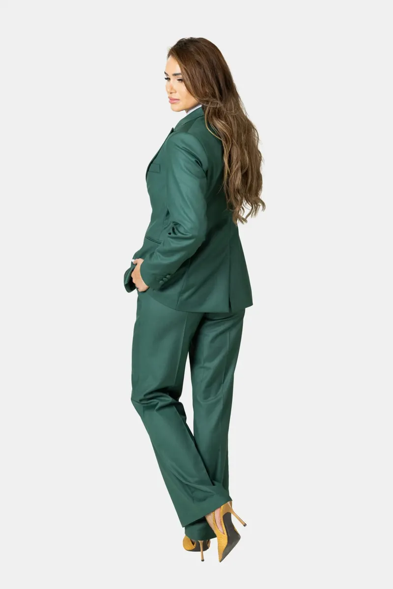 Costum Verde Smarald cu Vestă din Lână pentru Femei 38 - imagine 10