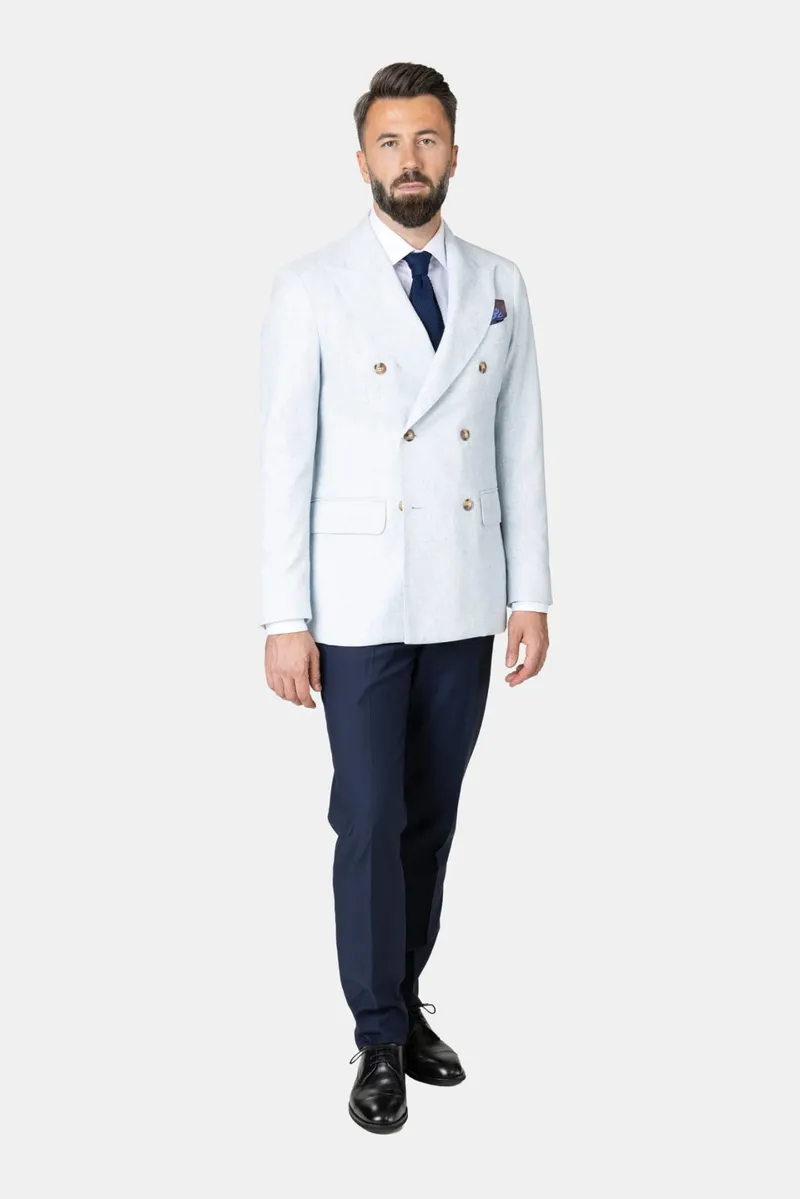 Costum Albastru Deschis din In 50 - imagine 2