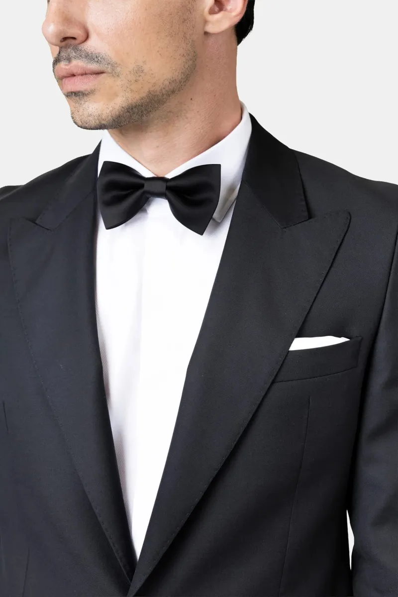Costum Negru de Ceremonie Tip Frac din Lână 50 - imagine 3