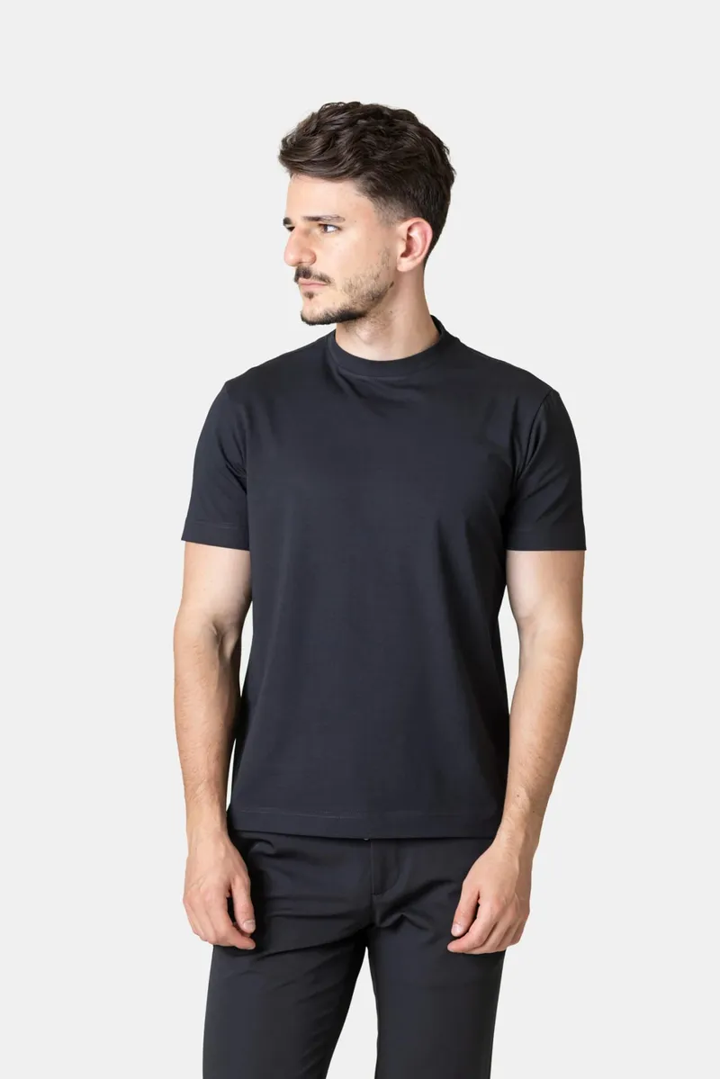 Tricou Basic din Bumbac Negru L