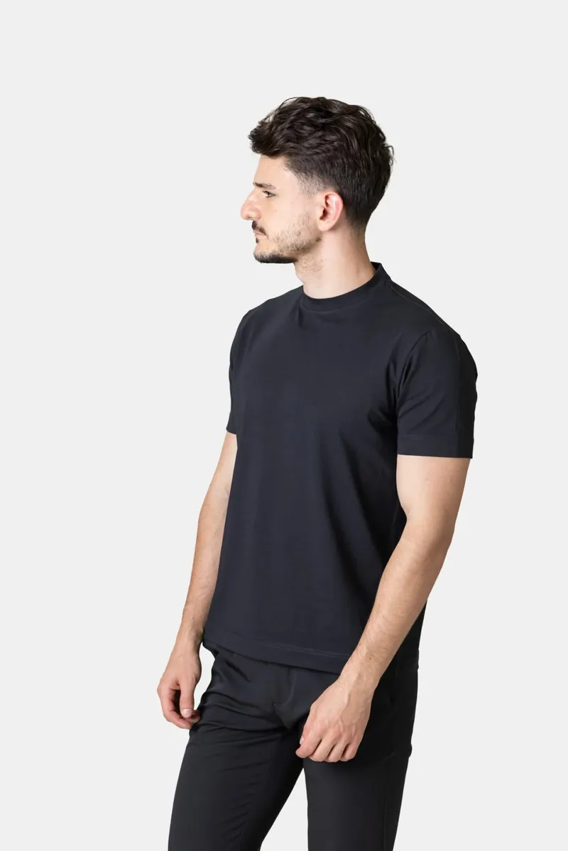 Tricou Basic din Bumbac Negru L - imagine 2