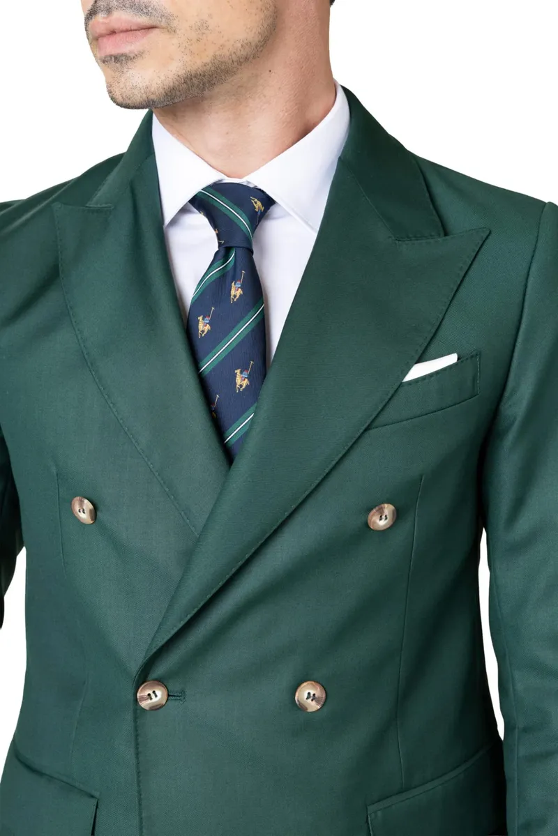 Costum Napoli Verde Smarald Double-Breasted din Lână 54 - imagine 3