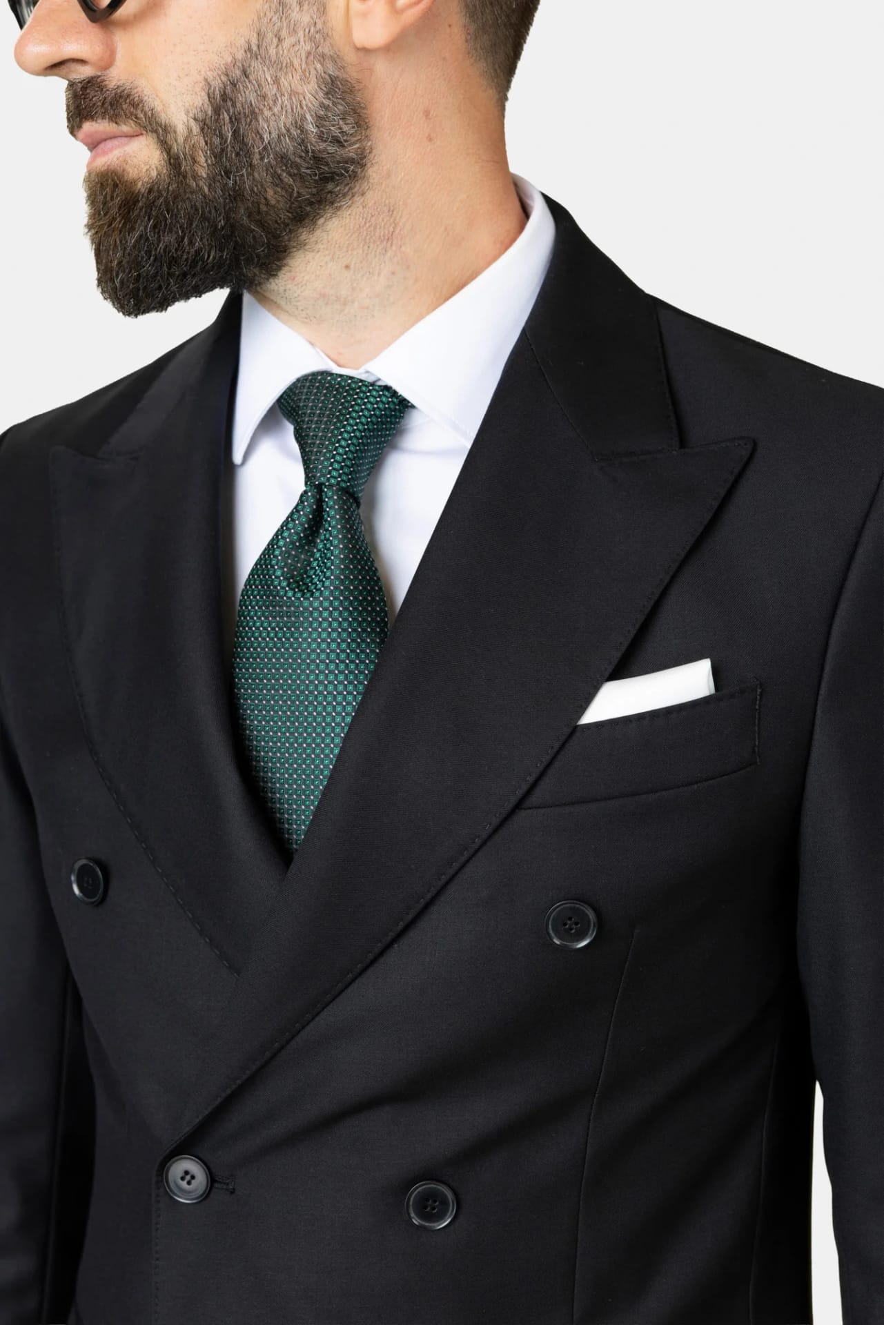 Costum Napoli Negru Double-Breasted din Lână 52, imaginea 4