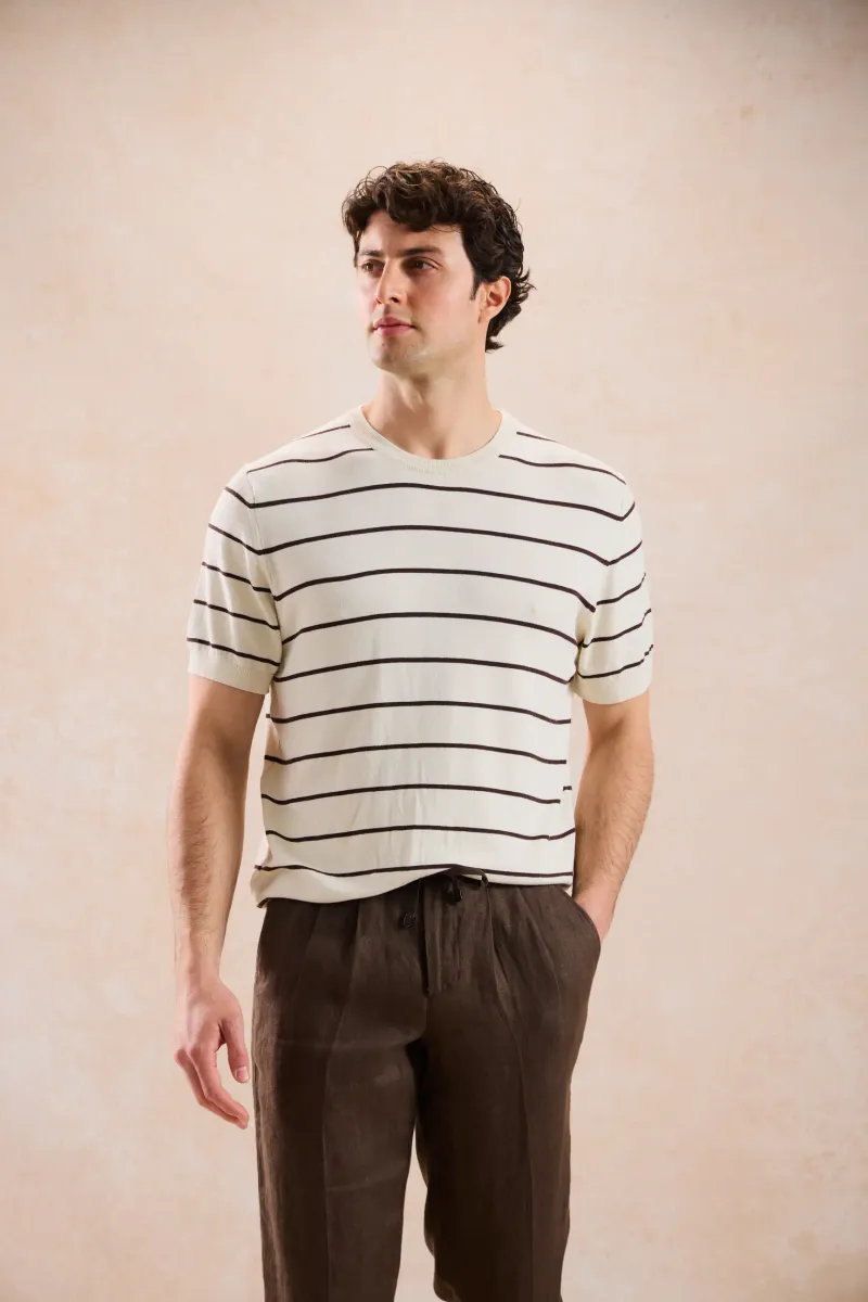Pantaloni Maro din In cu Pliuri Duble 34 - imagine 4
