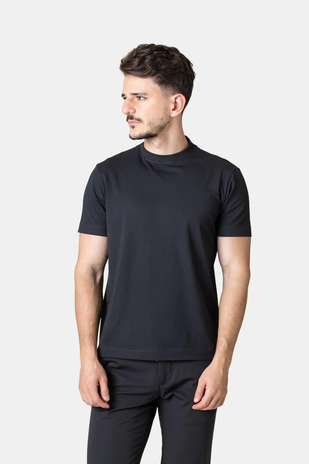 Tricou Basic din Bumbac Negru M