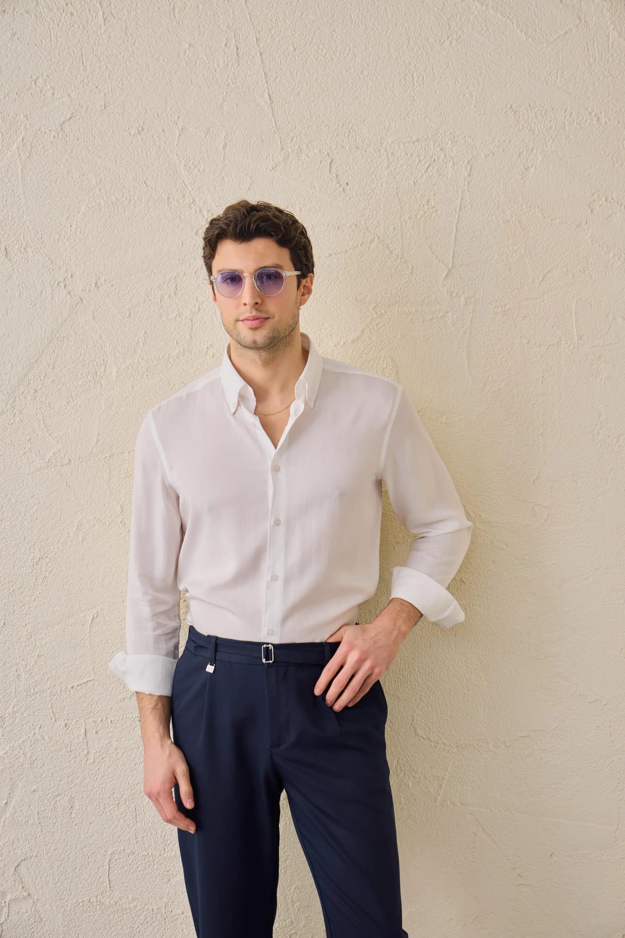 Cămașă Albă Regular Fit din 100% Tencel pentru Bărbați XL