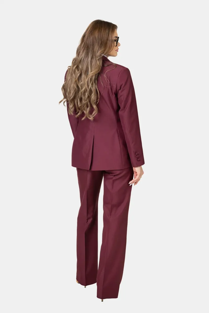 Costum Bordo din Lână pentru Femei 38 - imagine 8