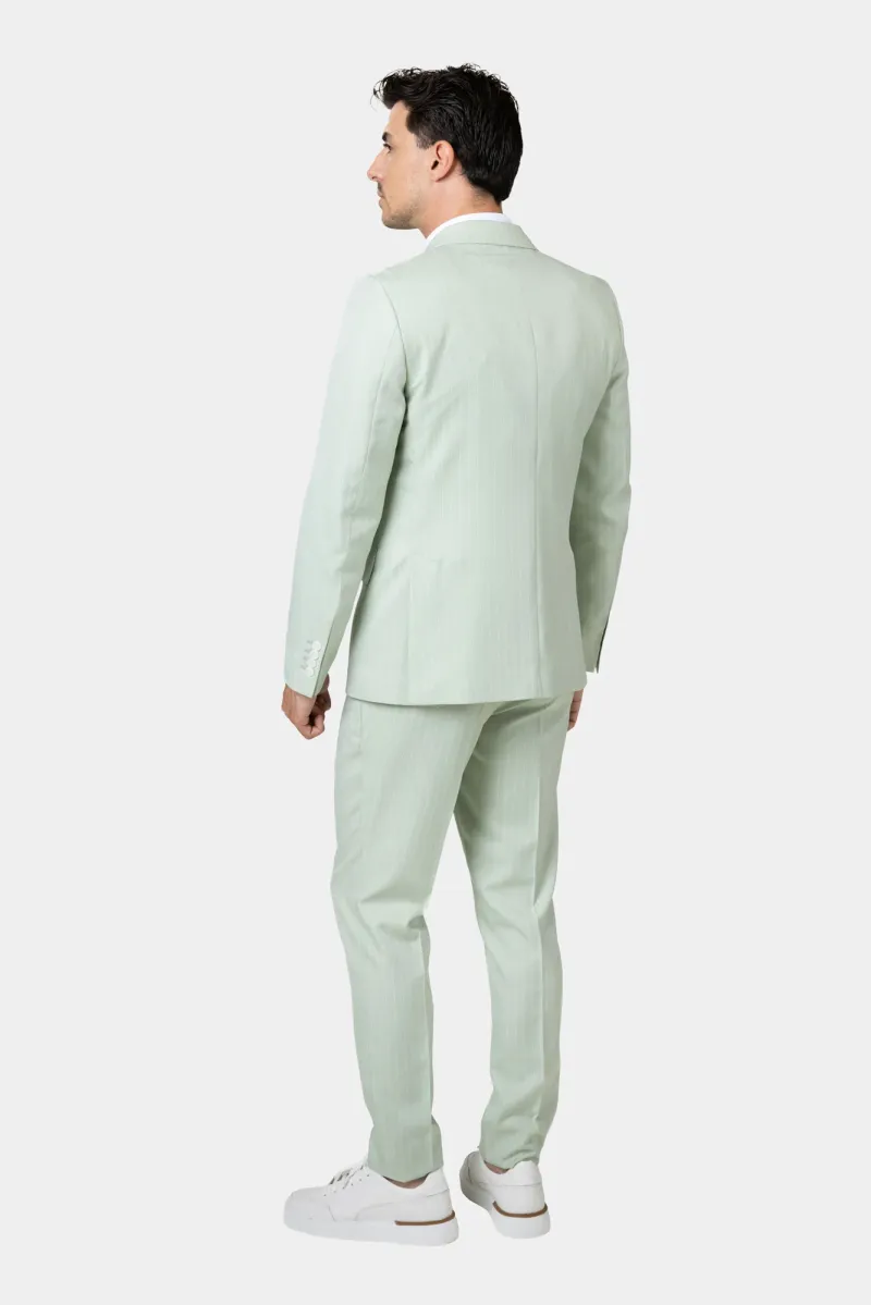 Costum Verde Mentă cu Dungi Fine din Lână 56 - imagine 5