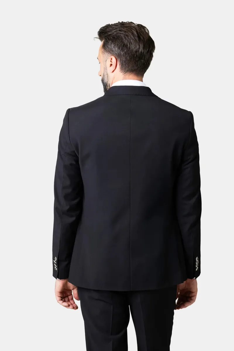 Costum Negru Double-Breasted din Lână 52 - imagine 4