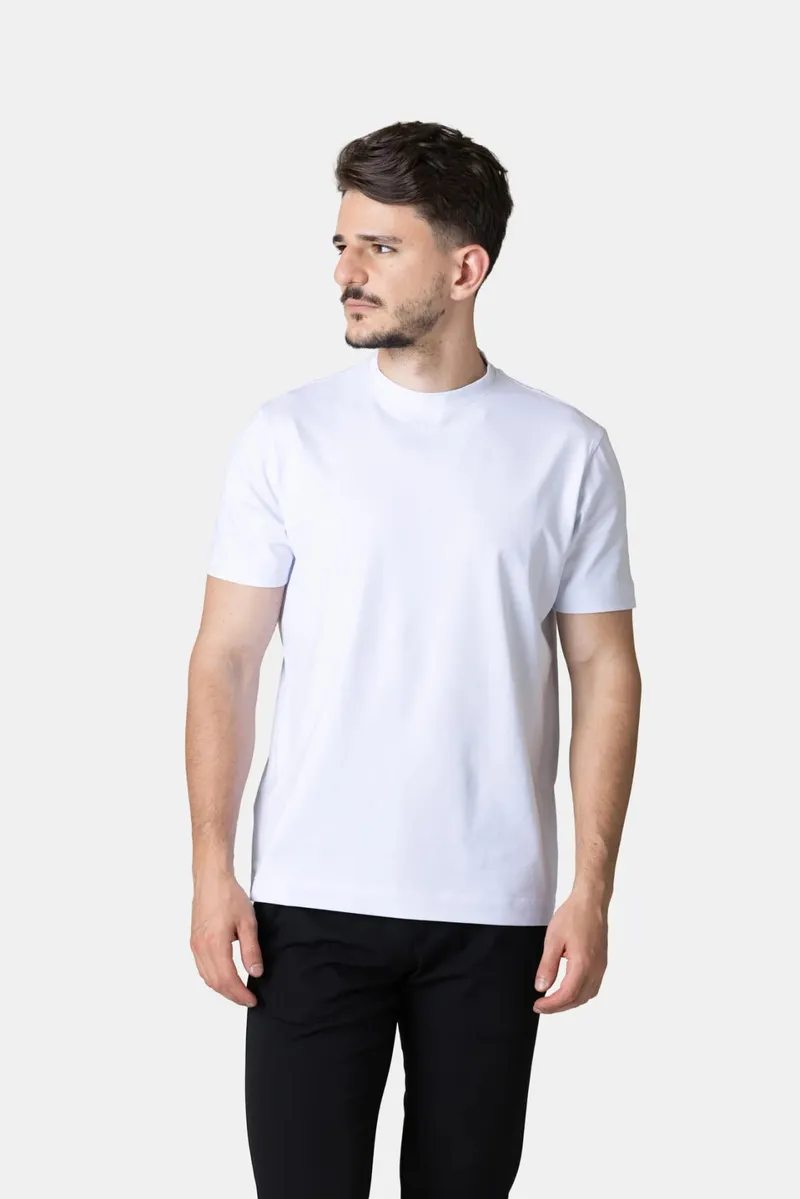 Tricou Basic din Bumbac Alb M - imagine 2