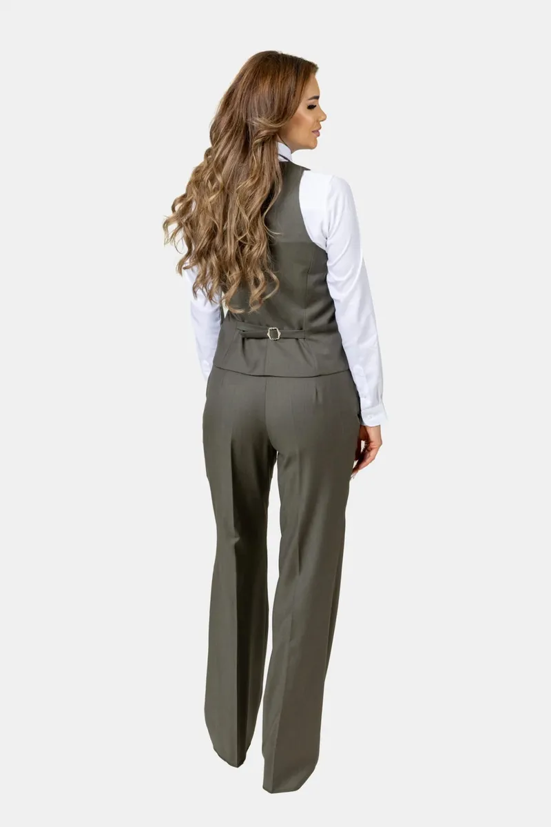 Costum Khaki din Lână pentru Femei 44 - imagine 6
