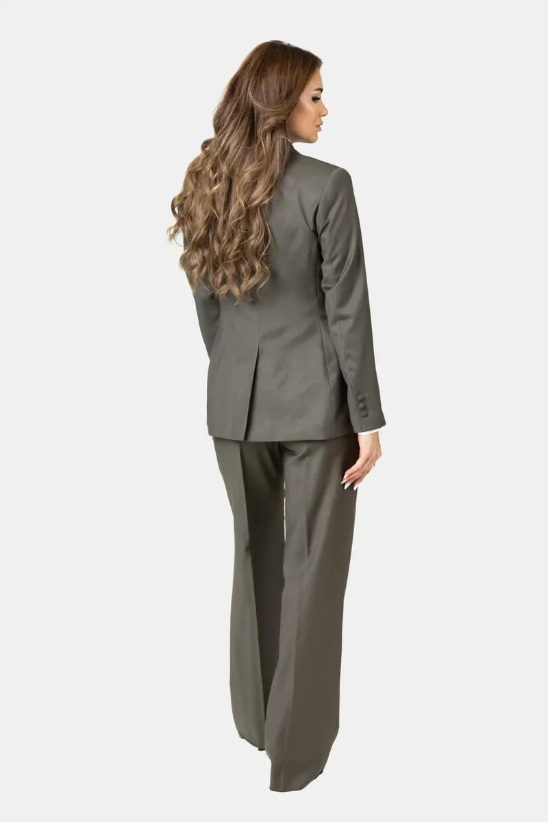 Costum Khaki din Lână pentru Femei 44 - imagine 7