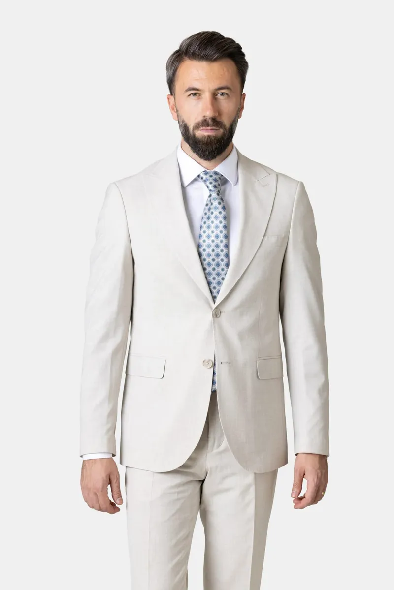 Costum Bej Deschis din Lână 50 - imagine 3